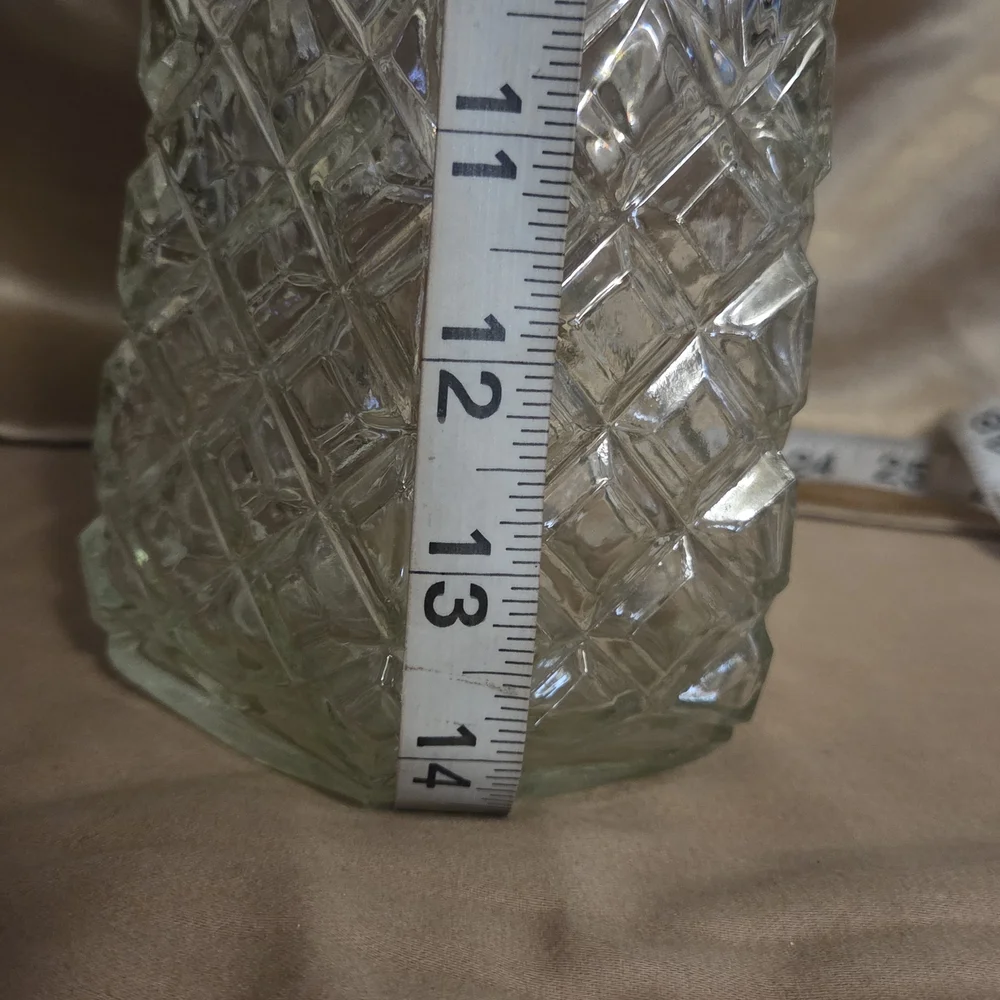 Vtg Libbey Cambridge Diamond Cut Clear Glass Decanter & Stopper 14